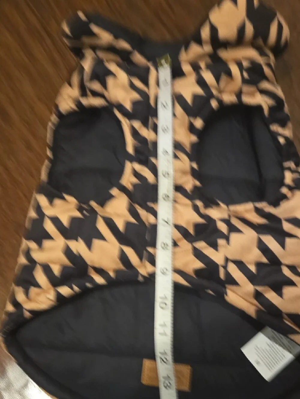 Reversable Houndstooth Puffer Dog Vest - Black & Tan
